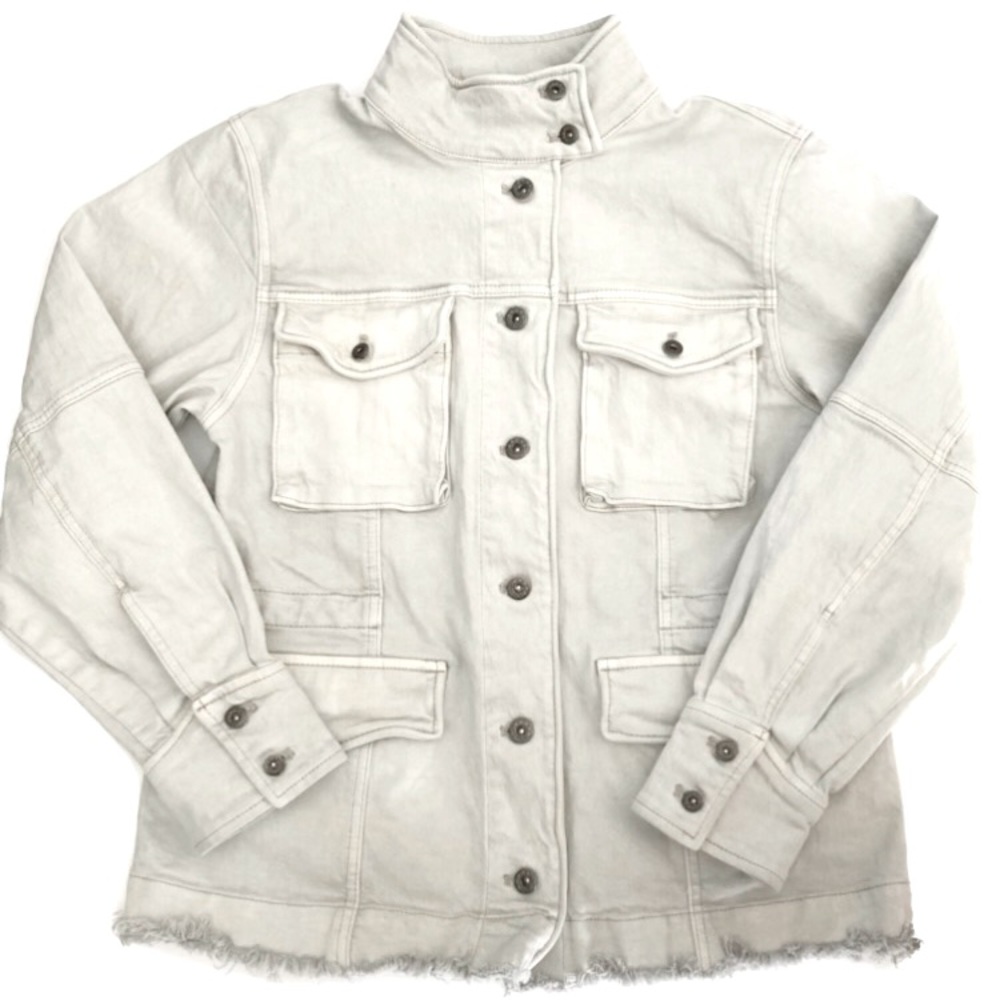 Like New-Free People Gray White Wash Harley Denim Jacket -S